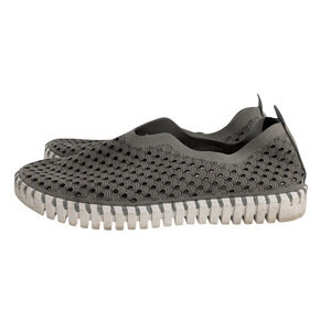 Ilse Jacobsen Gray Tulip Perforated Leather Slip On Comfort Sneakers Sz 38 7.5 8